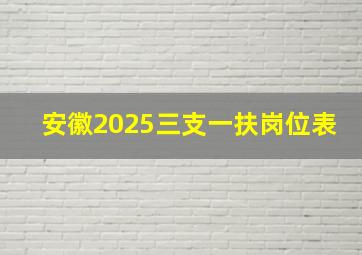 安徽2025三支一扶岗位表