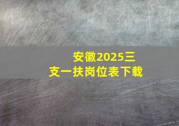 安徽2025三支一扶岗位表下载