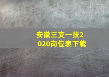 安徽三支一扶2020岗位表下载