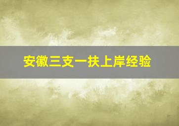 安徽三支一扶上岸经验