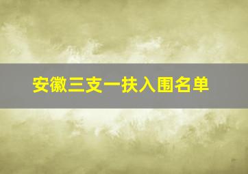 安徽三支一扶入围名单