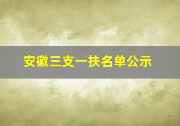 安徽三支一扶名单公示