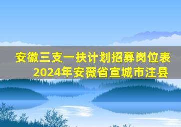 安徽三支一扶计划招募岗位表2024年安薇省宣城市注县