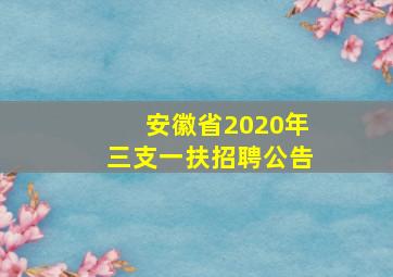 安徽省2020年三支一扶招聘公告