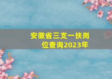 安徽省三支一扶岗位查询2023年