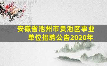 安徽省池州市贵池区事业单位招聘公告2020年