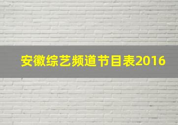 安徽综艺频道节目表2016