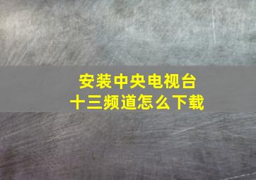 安装中央电视台十三频道怎么下载