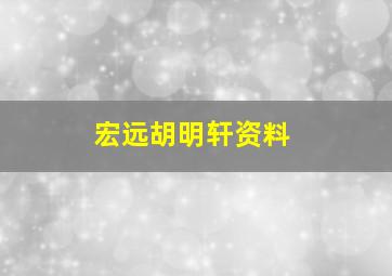 宏远胡明轩资料