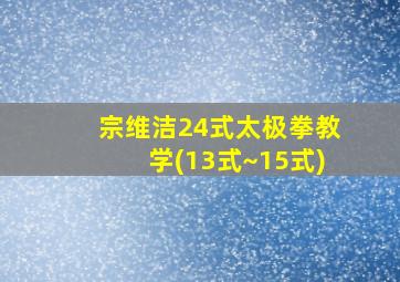 宗维洁24式太极拳教学(13式~15式)