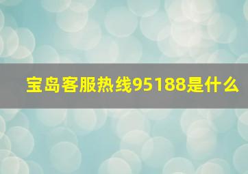 宝岛客服热线95188是什么