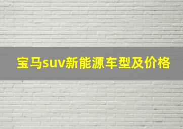 宝马suv新能源车型及价格