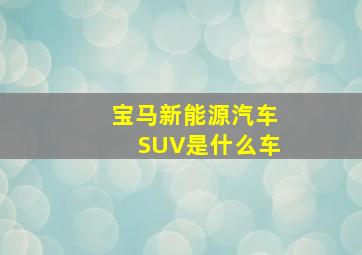 宝马新能源汽车SUV是什么车