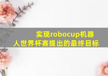 实现robocup机器人世界杯赛提出的最终目标