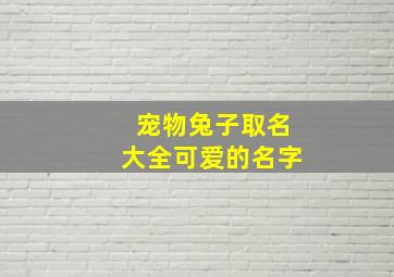 宠物兔子取名大全可爱的名字