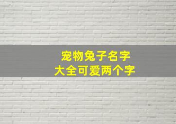 宠物兔子名字大全可爱两个字