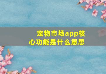 宠物市场app核心功能是什么意思