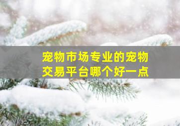 宠物市场专业的宠物交易平台哪个好一点