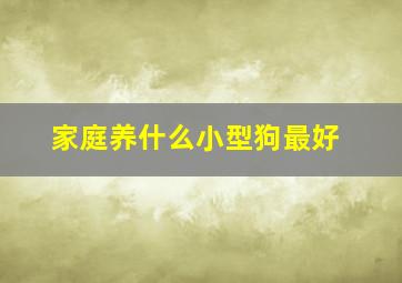 家庭养什么小型狗最好