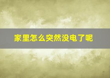 家里怎么突然没电了呢