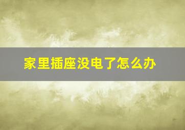 家里插座没电了怎么办