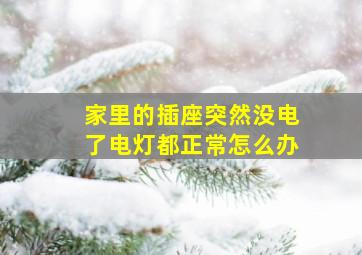 家里的插座突然没电了电灯都正常怎么办