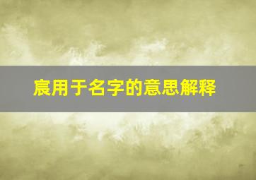 宸用于名字的意思解释