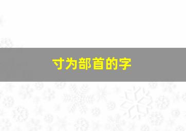 寸为部首的字