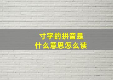 寸字的拼音是什么意思怎么读