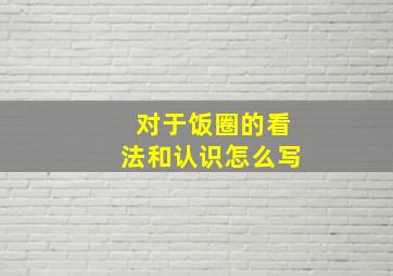 对于饭圈的看法和认识怎么写