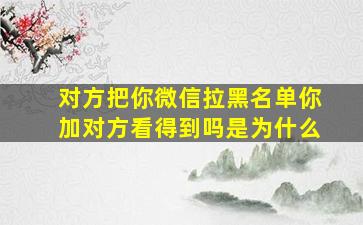 对方把你微信拉黑名单你加对方看得到吗是为什么