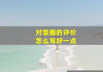 对饭圈的评价怎么写好一点