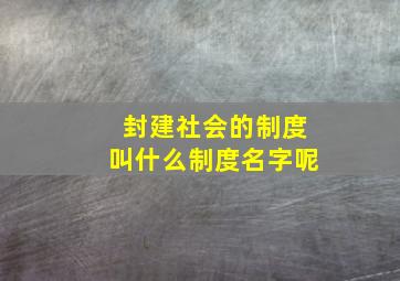 封建社会的制度叫什么制度名字呢