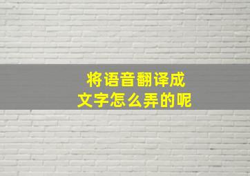 将语音翻译成文字怎么弄的呢