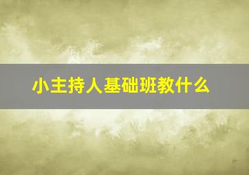 小主持人基础班教什么