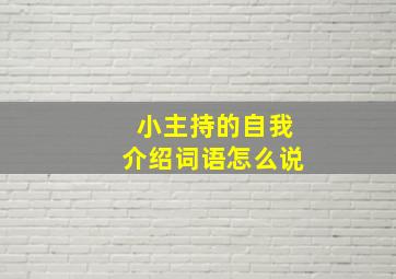 小主持的自我介绍词语怎么说