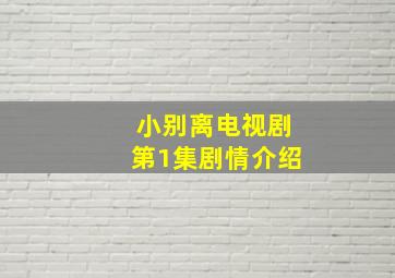 小别离电视剧第1集剧情介绍