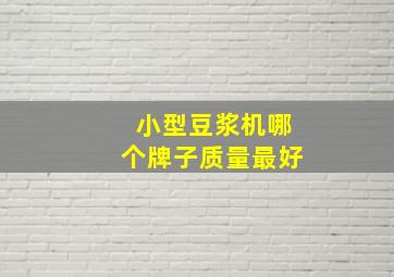 小型豆浆机哪个牌子质量最好