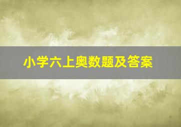 小学六上奥数题及答案