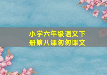 小学六年级语文下册第八课匆匆课文