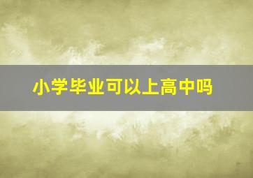 小学毕业可以上高中吗