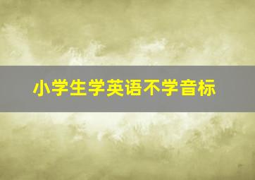 小学生学英语不学音标