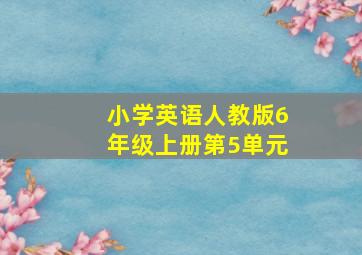 小学英语人教版6年级上册第5单元