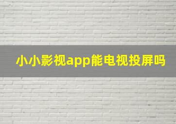 小小影视app能电视投屏吗