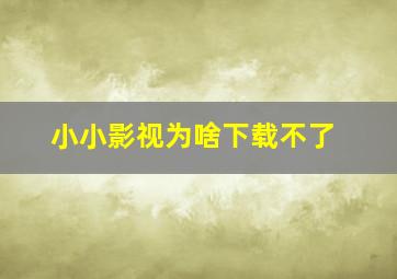 小小影视为啥下载不了