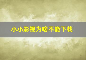 小小影视为啥不能下载