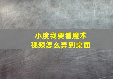 小度我要看魔术视频怎么弄到桌面