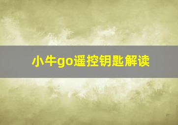 小牛go遥控钥匙解读