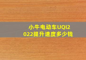 小牛电动车UQI2022提升速度多少钱