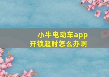 小牛电动车app开锁超时怎么办啊